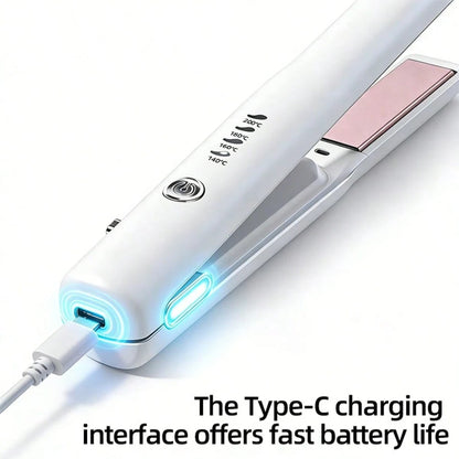 Cordless Hair Straightener, Rechargeable Flat Iron.Adjustable Heat For All Hair Types, Smooth, Glossy Styles Effortlessly.Ideal For Daily Use, Travel, And On-The-Go Hair Refreshes.