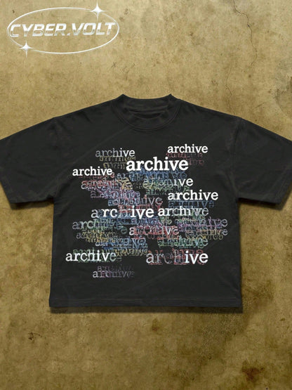Cotton Patterned T-Shirt, Retro T-Shirt, Manfinity Y2K Style Print (180g 100% Cotton T-Shirt), Retro Summer Men's Everyday T-Shirt.