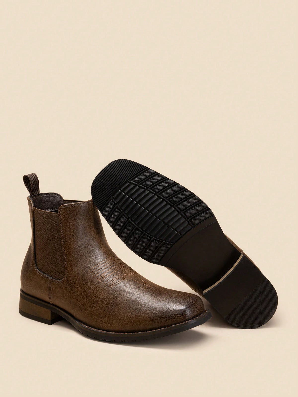 Cowboy Boots For Men, Men's Chelsea Boots Western Square Toe Ankle Boots Casual Dress Boots