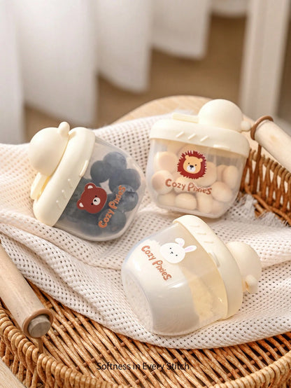 Cozy Pixies 3-Piece Baby Feeding Set: Milk Powder Boxes And Portion Containers With Cute Animal Patterns.