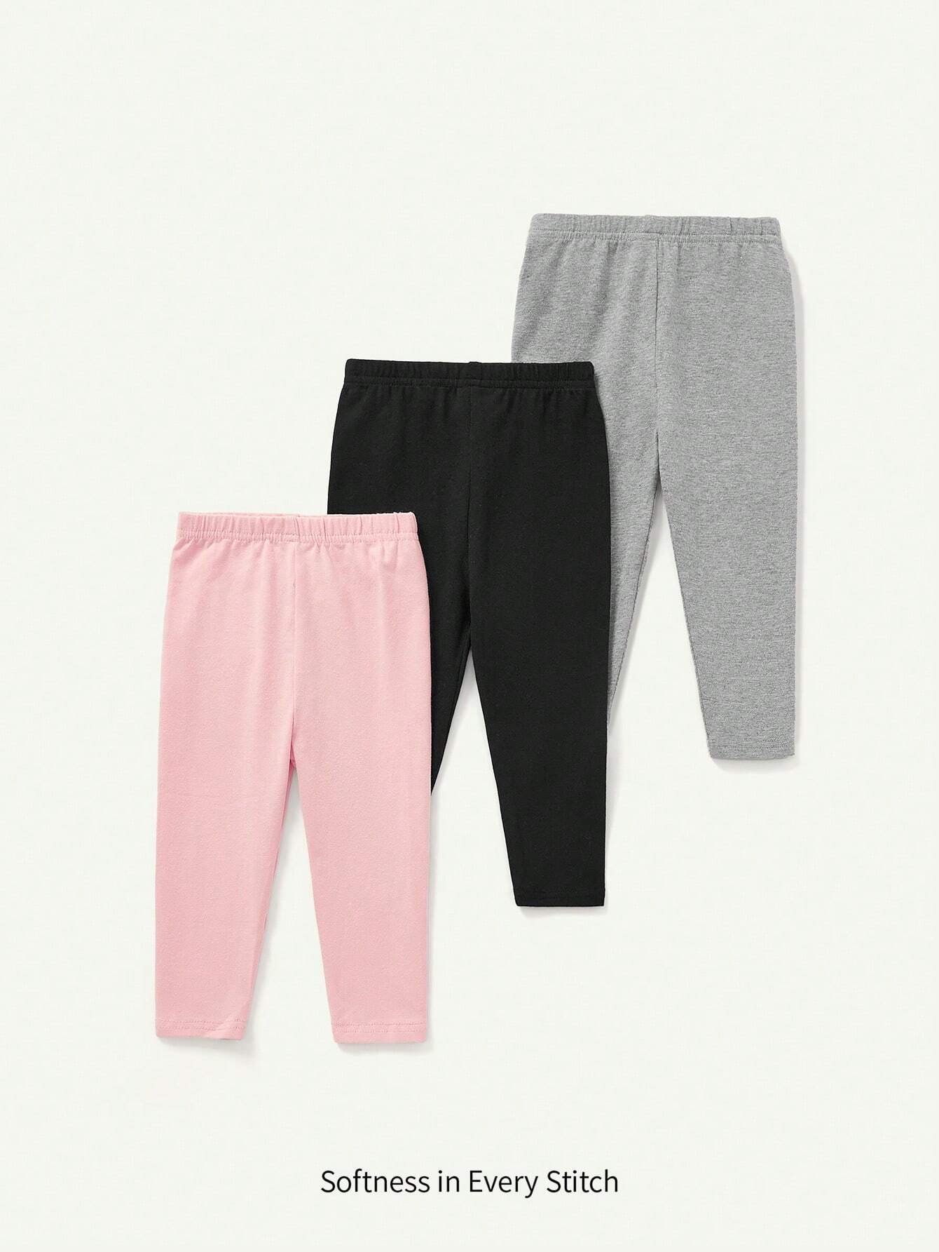 Cozy Pixies Baby Girl 3pcs Solid Elastic Waist Leggings Chic Autumn/Winter