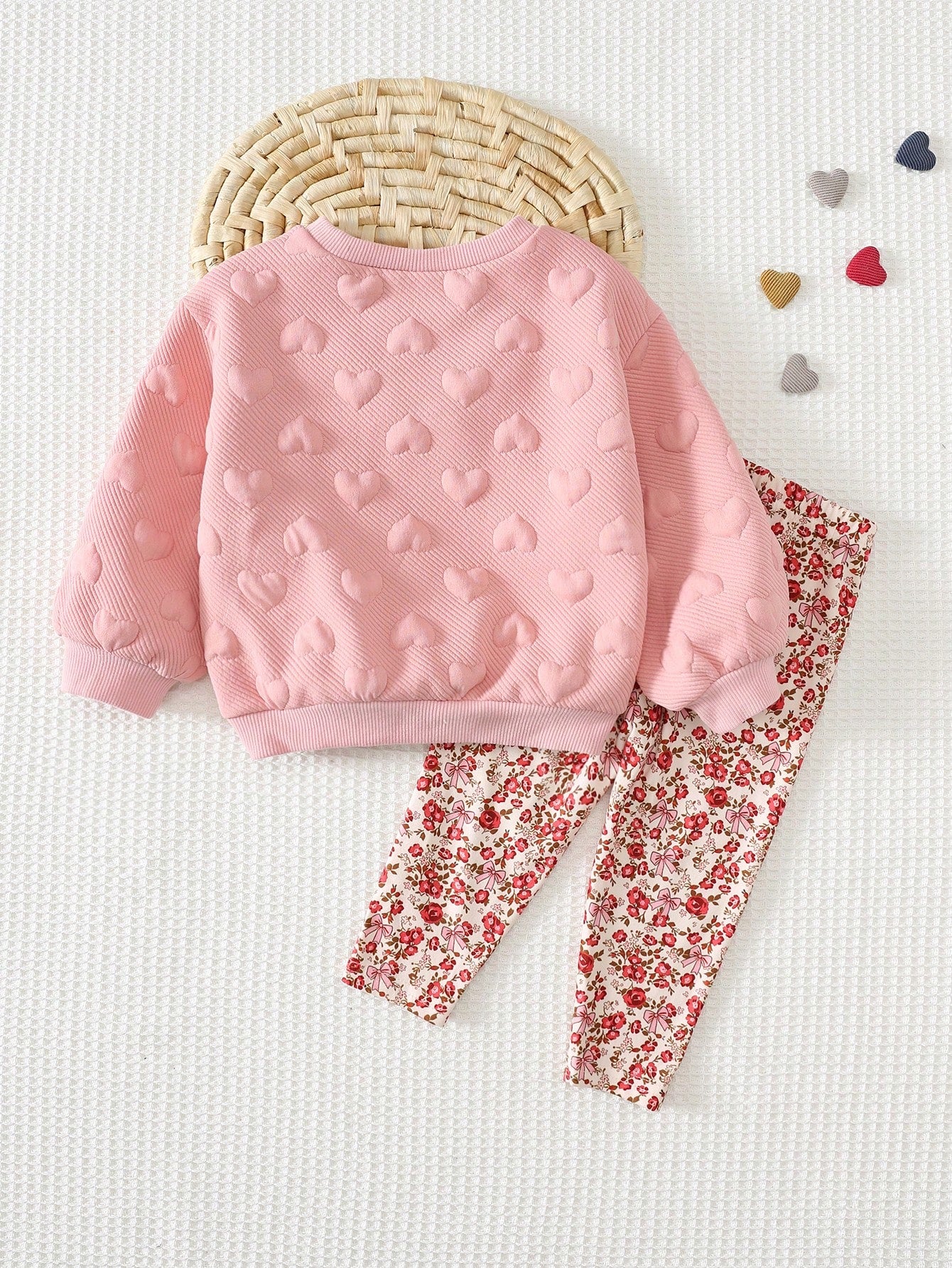 Cozy Pixies Baby Girl Cartoon Kitten Patchwork Plush Embroidered Pattern Knit Soft Crew Neck Long Sleeve Pullover Sweatshirt Elastic Waist Floral Pants 2-Piece Set