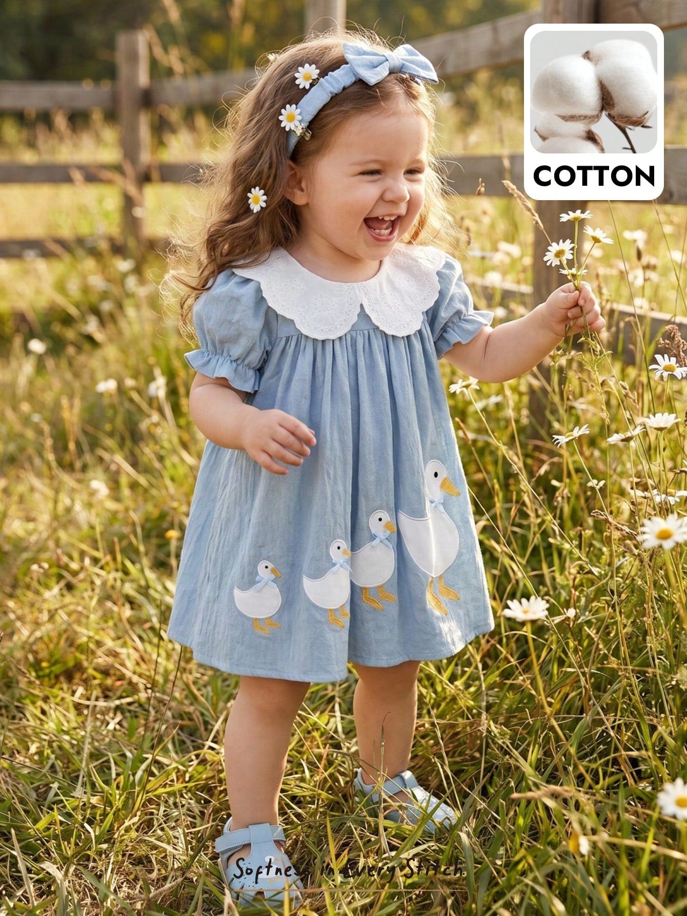 Cozy Pixies Baby Girl Floral Print Petal Sleeve Cinched Waist Dress