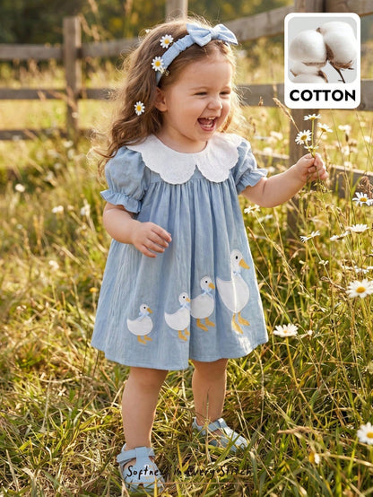 Cozy Pixies Baby Girl Floral Print Petal Sleeve Cinched Waist Dress