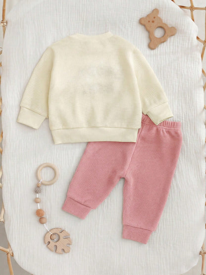 Cozy Pixies Newborn Baby Cute Outfit Set, Letter Embroidery DADDY'S MINI, Casual Daily Wear, Autumn/Winter