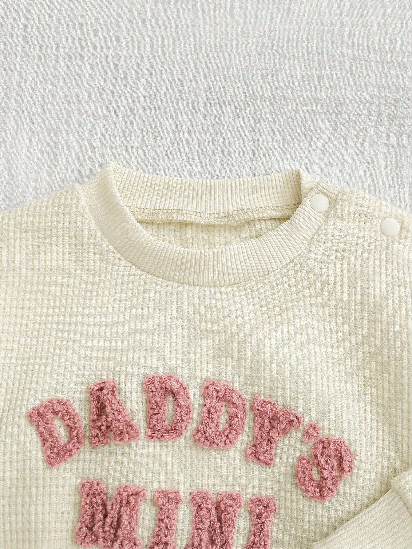 Cozy Pixies Newborn Baby Cute Outfit Set, Letter Embroidery DADDY'S MINI, Casual Daily Wear, Autumn/Winter