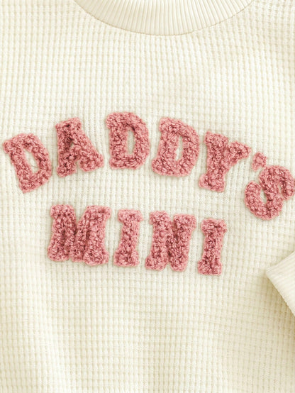 Cozy Pixies Newborn Baby Cute Outfit Set, Letter Embroidery DADDY'S MINI, Casual Daily Wear, Autumn/Winter