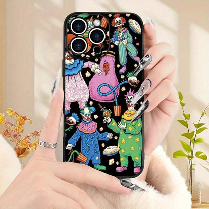 Creative Circus Clown Pattern Phone Case, Thick Full-Body Protection, Shockproof And Drop-Resistant TPU Soft Protective Cover, 15, 14, 13, 12, 11, XS, XR, X, 7, 8, Mini, Plus, Pro, Max, SE.