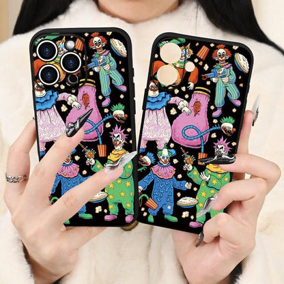 Creative Circus Clown Pattern Phone Case, Thick Full-Body Protection, Shockproof And Drop-Resistant TPU Soft Protective Cover, 15, 14, 13, 12, 11, XS, XR, X, 7, 8, Mini, Plus, Pro, Max, SE.