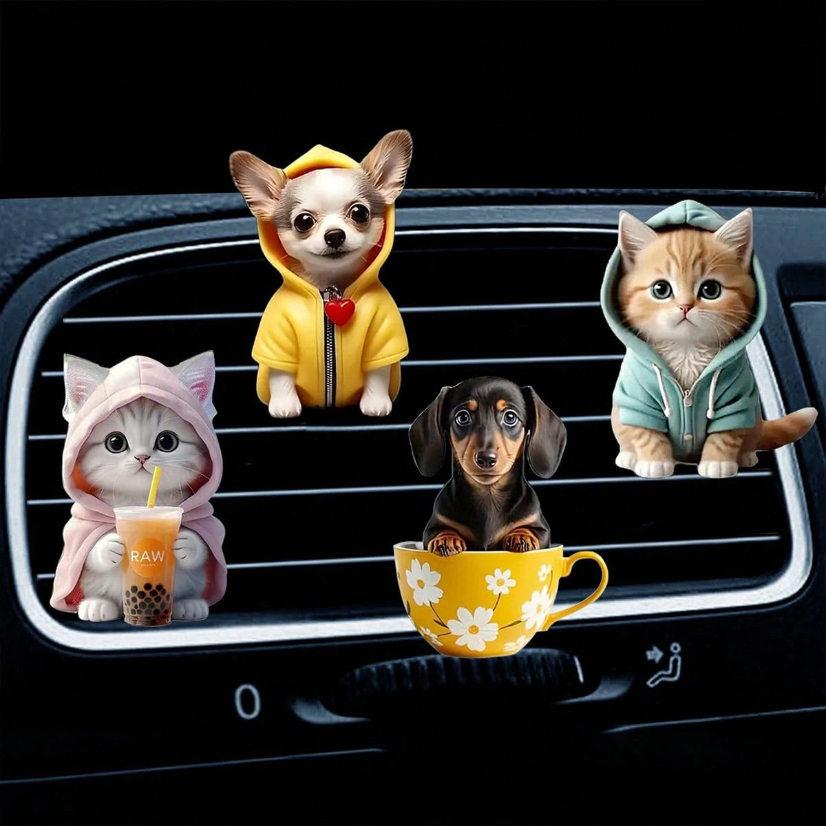 Creative Puppy Car Air Vent Clip Fragrance Diffuser Decor Set, Car Air Freshener Clip Decoration