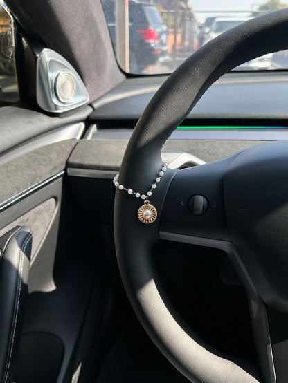 Cross Shaped Car Hanging Decor, Rhinestone Studded Steering Wheel Chain, Cute Car Interior Accessories For Women