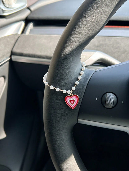 Cross Shaped Car Hanging Decor, Rhinestone Studded Steering Wheel Chain, Cute Car Interior Accessories For Women