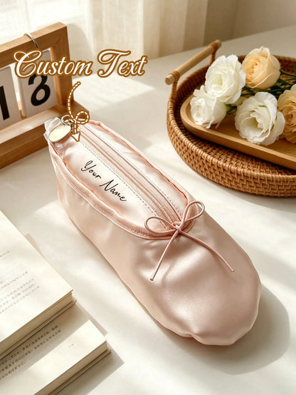 Custom Bridesmaid Makeup Bag,Personalized Ballet Shoe Design Pencil Case,Portable Exquisite Multi-Functional Storage Bag,Travel Holiday Essentials