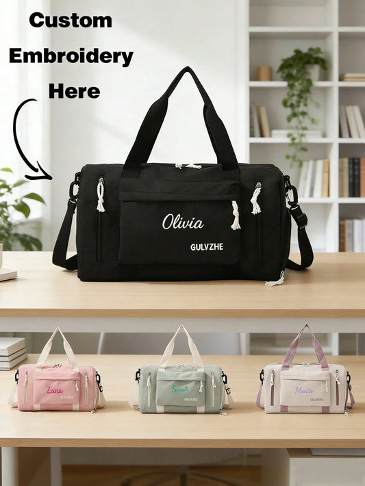 Customizable Name Large Capacity Travel Tote Bag, Suitable For Girls, Boys And Teenagers, Lightweight Sports Gym Bag With Shoe Compartment, Can Be Used As Carry-On Luggage, Perfect For Travel, School