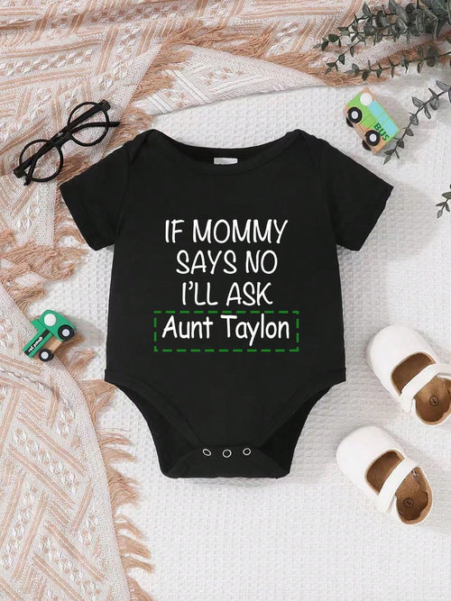 [Customized] Baby Girls Personalized Name Custom Short Sleeve Bodysuit, Cute Casual- White Round Neck Style, Breathable & Comfortable,New Year Glamour,Travel Organizer,Baby Girl Newborn Essentials