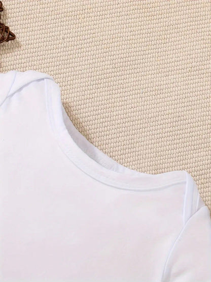 [Customized] Baby Girls Personalized Name Custom Short Sleeve Bodysuit, Cute Casual- White Round Neck Style, Breathable & Comfortable,New Year Glamour,Travel Organizer,Baby Girl Newborn Essentials
