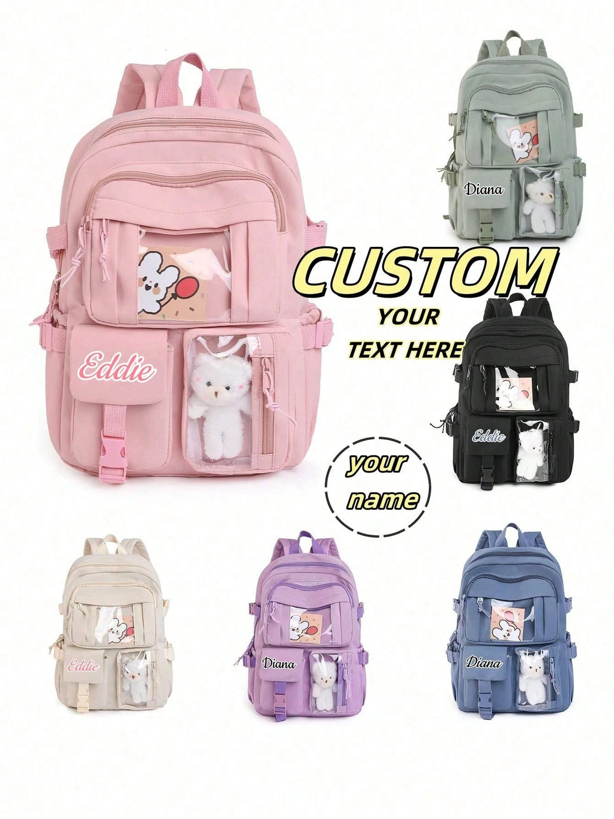 Customized Backpack, Can Print Personalized Name Or Holiday Greetings. Create Your Own Exclusive Backpack. Fashionable, Casual, Multi-Functional, Minimalist Versatile Multi-Pocket Design, This Lightwe
