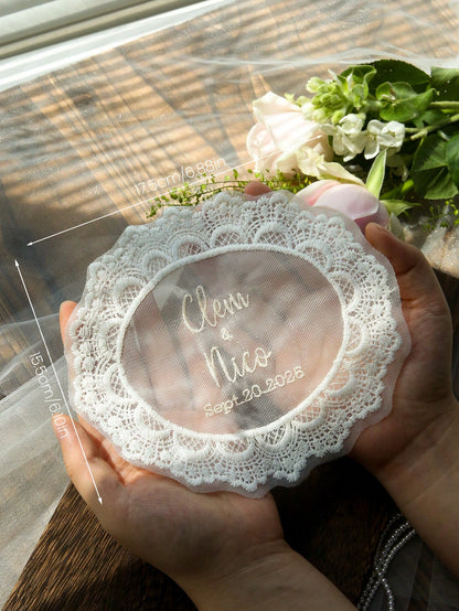 Customized Embroidered Wedding Dress Applique, Personalized Bride's Name And Date Patch, Sewn Name And Date Bride Dress Label, Elegant And Pearl Wedding Dress Accessories, Unique Bride Gift, Perfect B