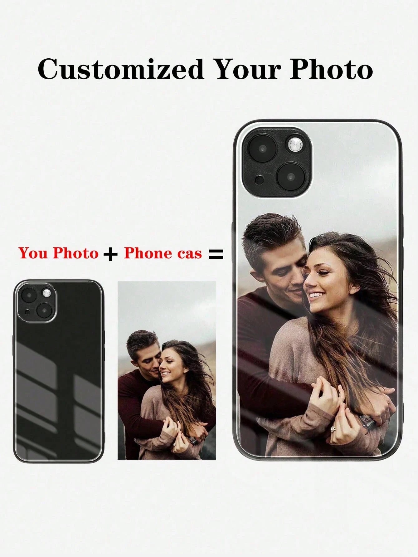 Customized Glass Phone Case With Printed Couple Photo DIY Silicone Phone Case, 1pc Print On Demand, Stylish Modern Cute Adorable Ideal Gifts For Him, Ideal Gifts For Her, Halloween, Back To School, Bi