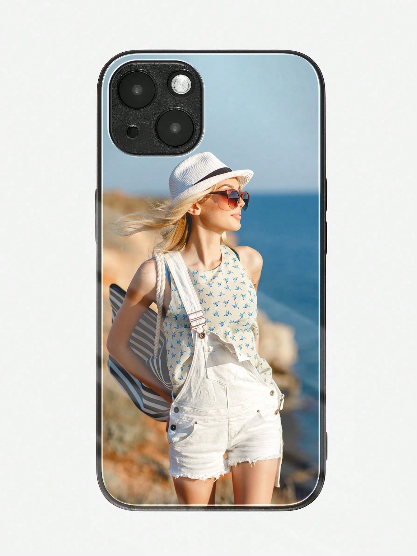 Customized Glass Phone Case With Printed Couple Photo DIY Silicone Phone Case, 1pc Print On Demand, Stylish Modern Cute Adorable Ideal Gifts For Him, Ideal Gifts For Her, Halloween, Back To School, Bi
