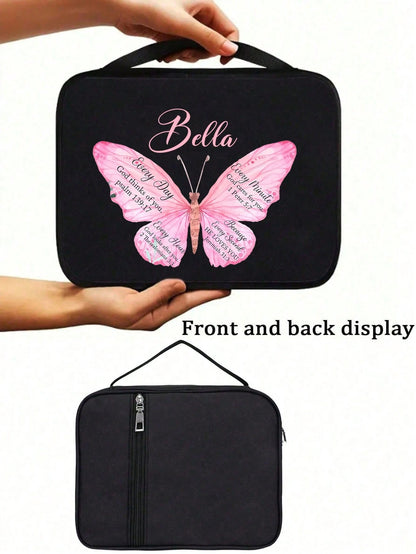 Customized Name Minimalist Letter Print Tote Bag, Multifunctional Bible Storage Bag, Suitable For Student Daily Use; Leopard Heart Cross Print Bible Storage Bag, Suitable For Student Daily Use; Handba