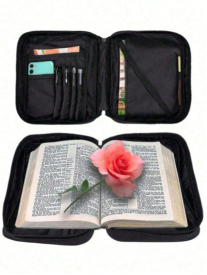 Customized Name Minimalist Letter Print Tote Bag, Multifunctional Bible Storage Bag, Suitable For Student Daily Use; Leopard Heart Cross Print Bible Storage Bag, Suitable For Student Daily Use; Handba