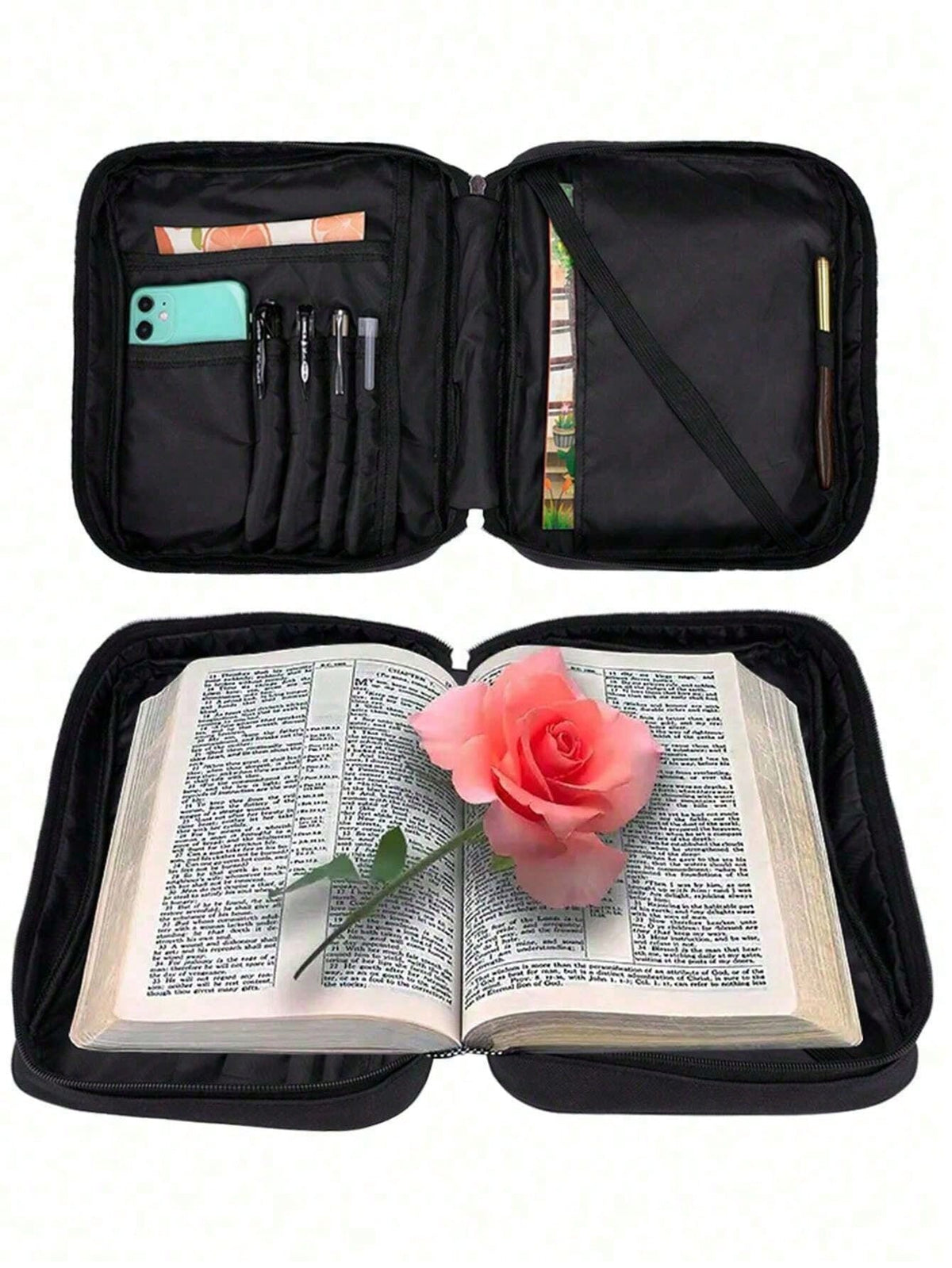 Customized Name Minimalist Letter Print Tote Bag, Multifunctional Bible Storage Bag, Suitable For Student Daily Use; Leopard Heart Cross Print Bible Storage Bag, Suitable For Student Daily Use; Handba