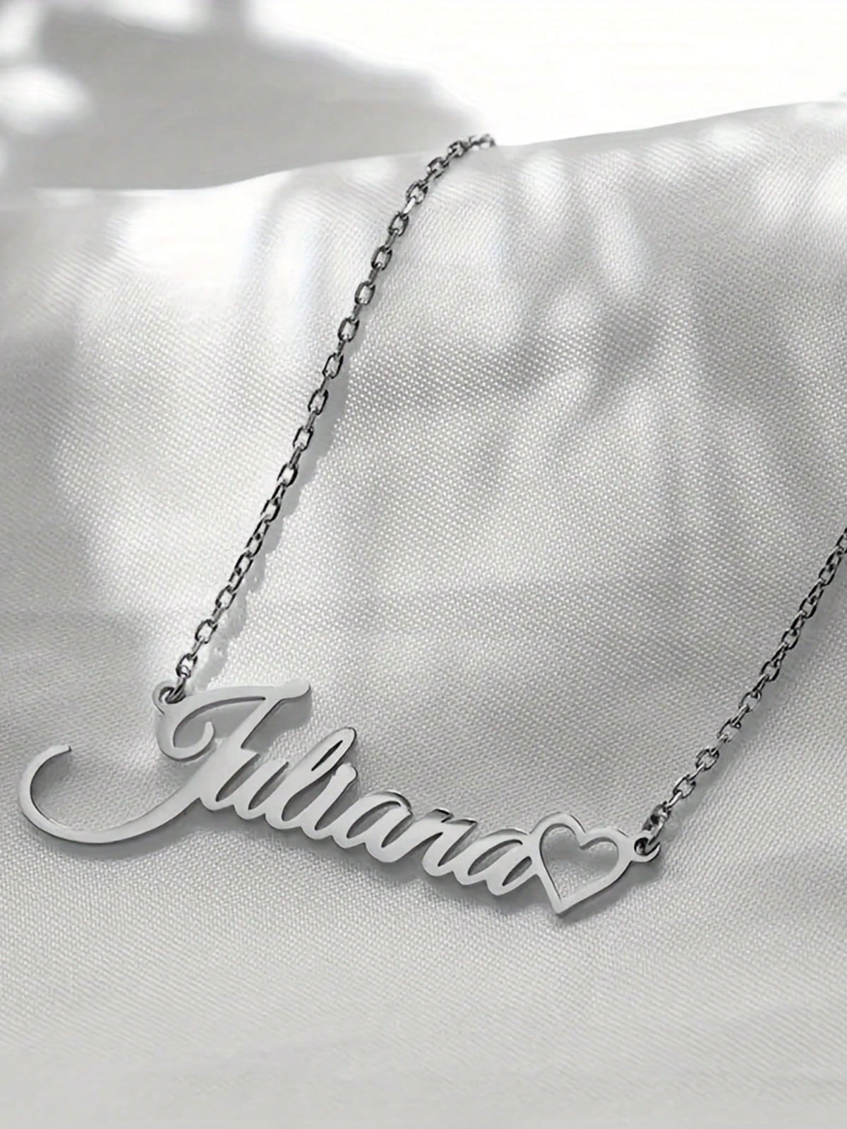 [Customized Necklace]Personalized Name Necklace- Stainless Steel Heart Pendant Gold Cursive Style, Gift For Her