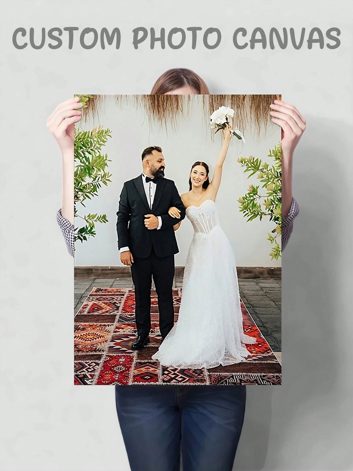 Customized Photo Canvas Painting With Wooden Frame, Family Photos, High-Definition Printed, Gift For Mother, Wife, Birthday, Vibrant Wall Decor, Anniversary