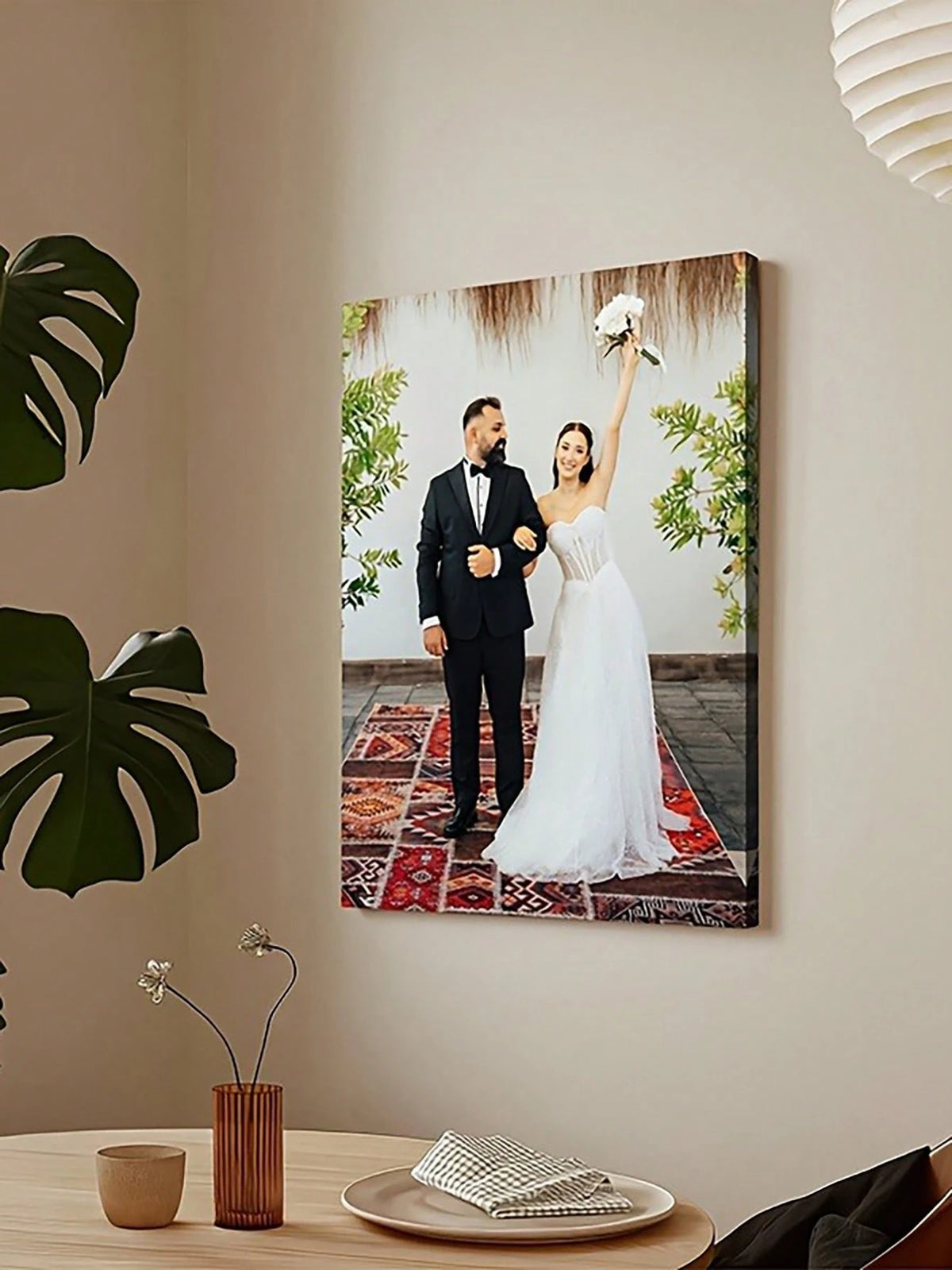 Customized Photo Canvas Painting With Wooden Frame, Family Photos, High-Definition Printed, Gift For Mother, Wife, Birthday, Vibrant Wall Decor, Anniversary