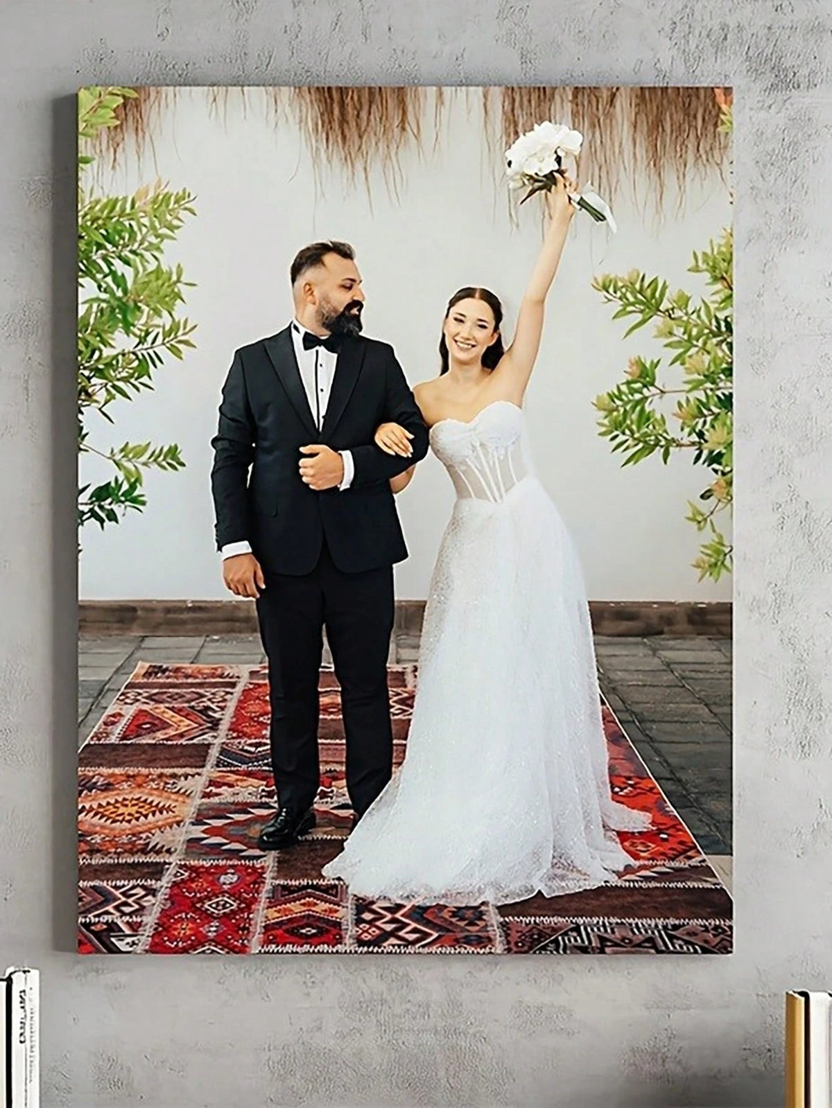 Customized Photo Canvas Painting With Wooden Frame, Family Photos, High-Definition Printed, Gift For Mother, Wife, Birthday, Vibrant Wall Decor, Anniversary