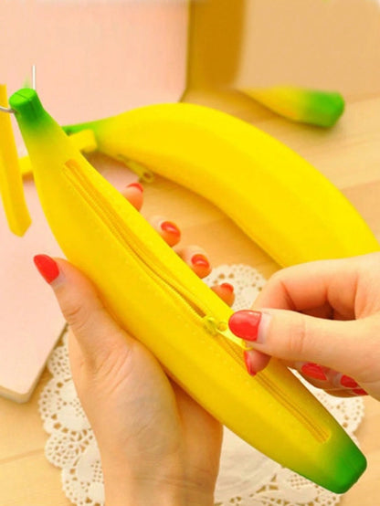 Cute Banana Pattern Pouch Bag, Zipper Coin Purse, Multifunctional Outdoor Bag