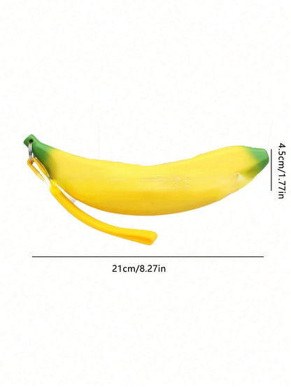Cute Banana Pattern Pouch Bag, Zipper Coin Purse, Multifunctional Outdoor Bag