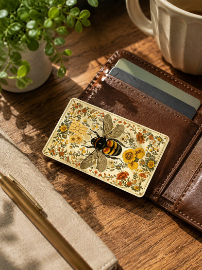 Cute Bee & Floral Sticker Cards- Fashionable Decorative Vinyl Stickers, Suitable For Credit Cards, Wallets, Room Key Cards And Skin Stickers.