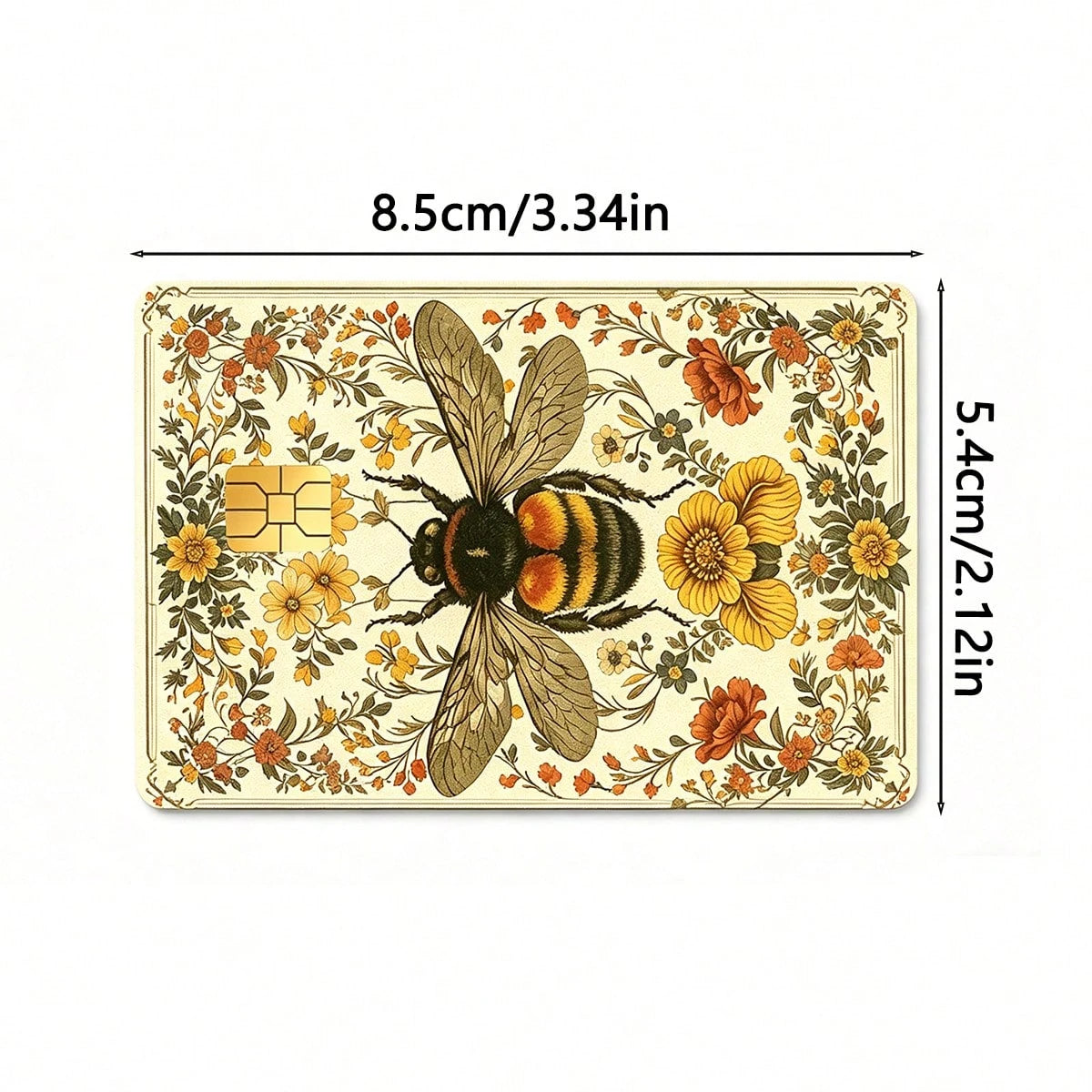 Cute Bee & Floral Sticker Cards- Fashionable Decorative Vinyl Stickers, Suitable For Credit Cards, Wallets, Room Key Cards And Skin Stickers.
