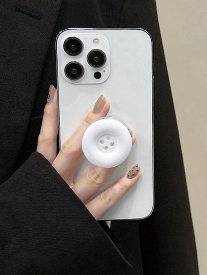 Cute Button-Style Telescopic Mobile Phone Holder- Foldable Integrated Slouchy Stand, Suitable For Desk Office And Entertainment, Back Sticky Stable Support, Universal Portable Design, Mobile Phone Ba