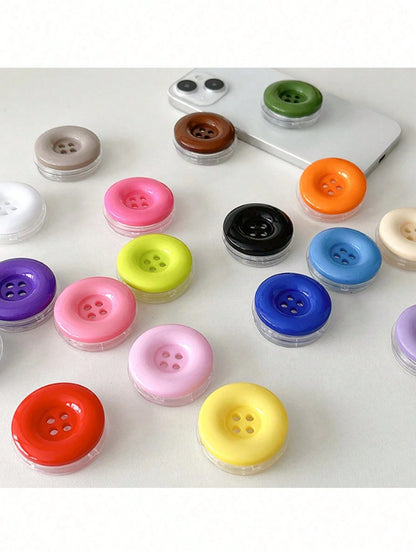 Cute Button-Style Telescopic Mobile Phone Holder- Foldable Integrated Slouchy Stand, Suitable For Desk Office And Entertainment, Back Sticky Stable Support, Universal Portable Design, Mobile Phone Ba