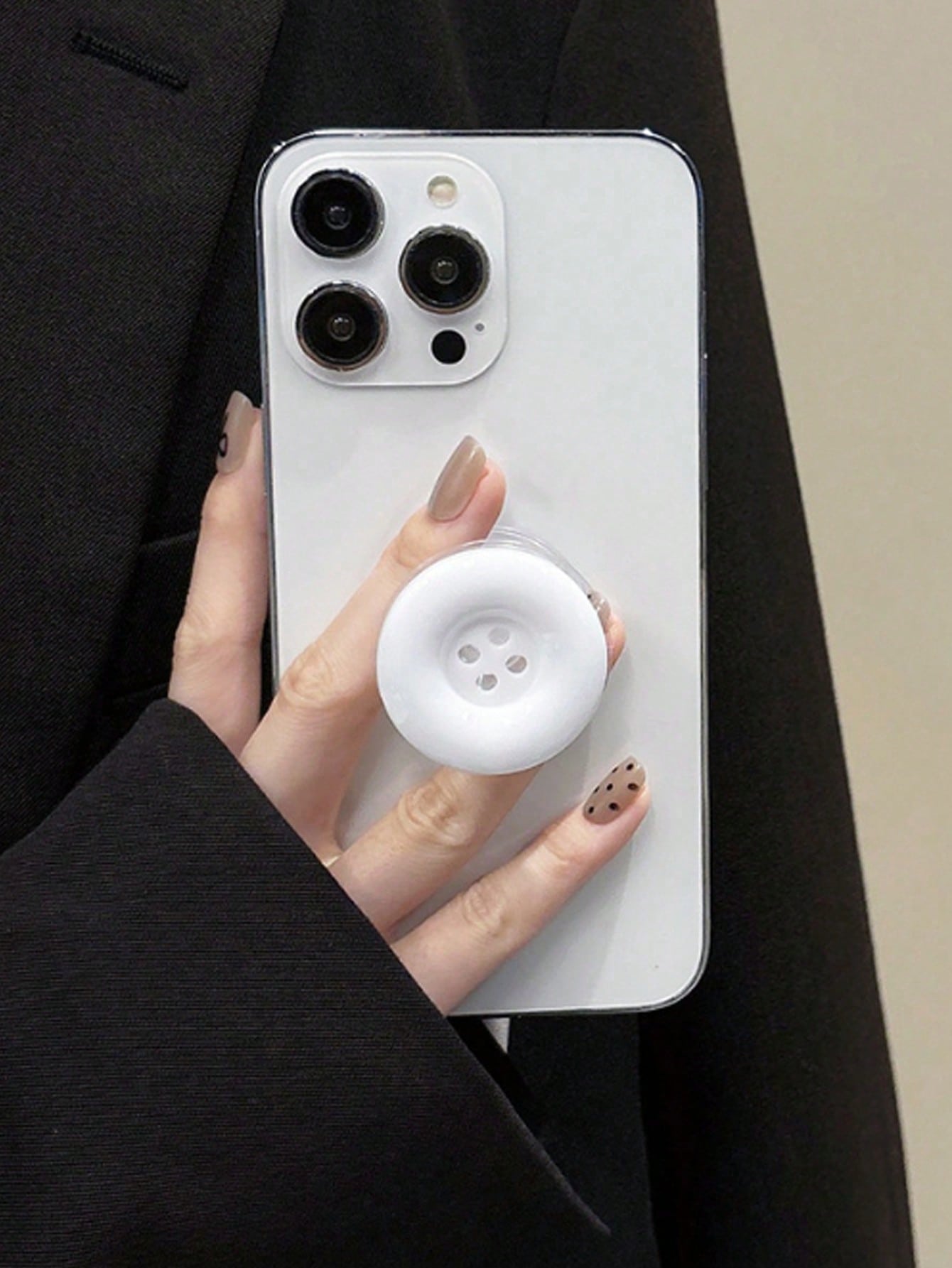 Cute Button-Style Telescopic Mobile Phone Holder- Foldable Integrated Slouchy Stand, Suitable For Desk Office And Entertainment, Back Sticky Stable Support, Universal Portable Design, Mobile Phone Ba