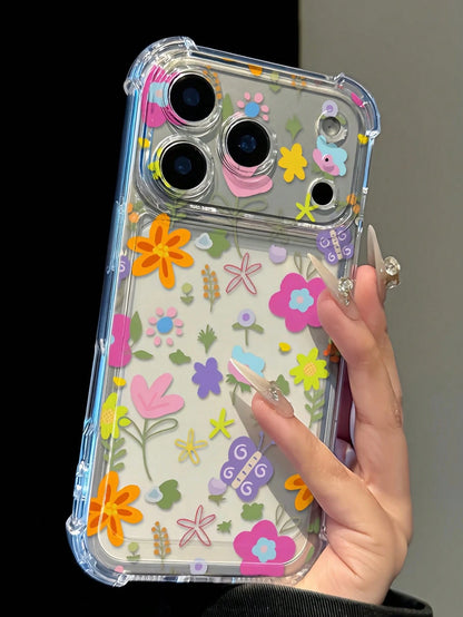 Cute Cartoon Transparent Anti-Fall Phone Case, Minimalist Spring Outfit Phone Case, Perfect For Daily Use, Raised Edge Anti-Scratch Protective Cover Compatible With IPhone 15/15 Pro/15 Plus/15 Pro Max
