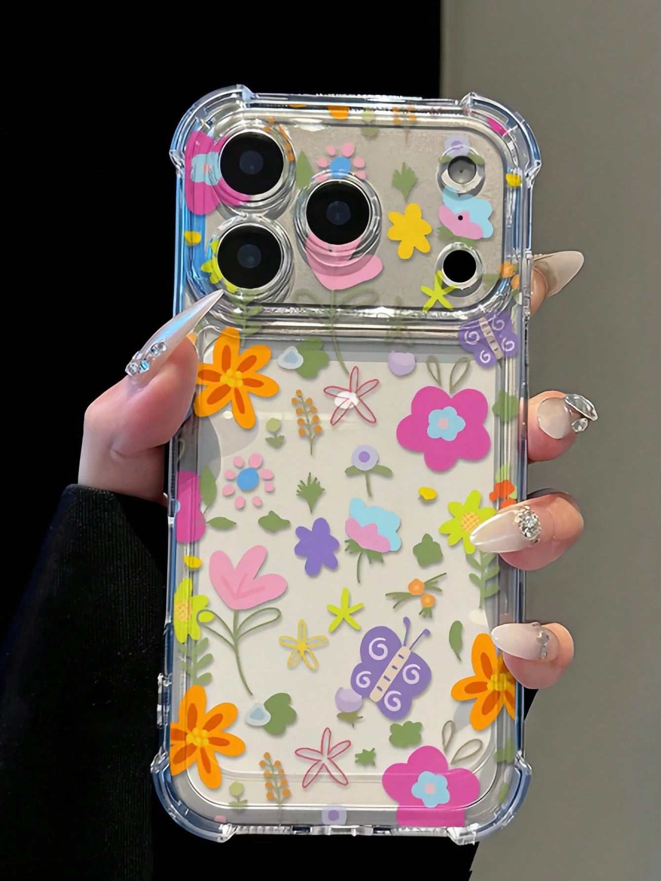 Cute Cartoon Transparent Anti-Fall Phone Case, Minimalist Spring Outfit Phone Case, Perfect For Daily Use, Raised Edge Anti-Scratch Protective Cover Compatible With IPhone 15/15 Pro/15 Plus/15 Pro Max