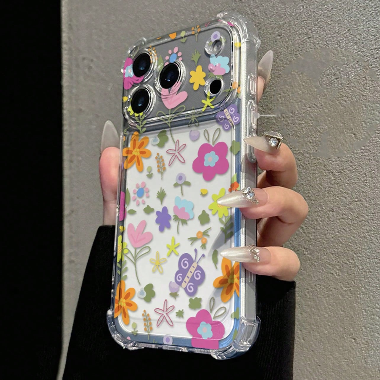 Cute Cartoon Transparent Anti-Fall Phone Case, Minimalist Spring Outfit Phone Case, Perfect For Daily Use, Raised Edge Anti-Scratch Protective Cover Compatible With IPhone 15/15 Pro/15 Plus/15 Pro Max