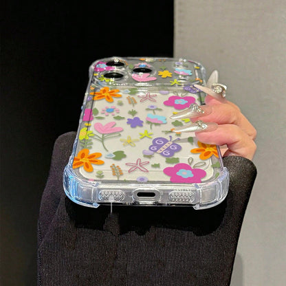 Cute Cartoon Transparent Anti-Fall Phone Case, Minimalist Spring Outfit Phone Case, Perfect For Daily Use, Raised Edge Anti-Scratch Protective Cover Compatible With IPhone 15/15 Pro/15 Plus/15 Pro Max