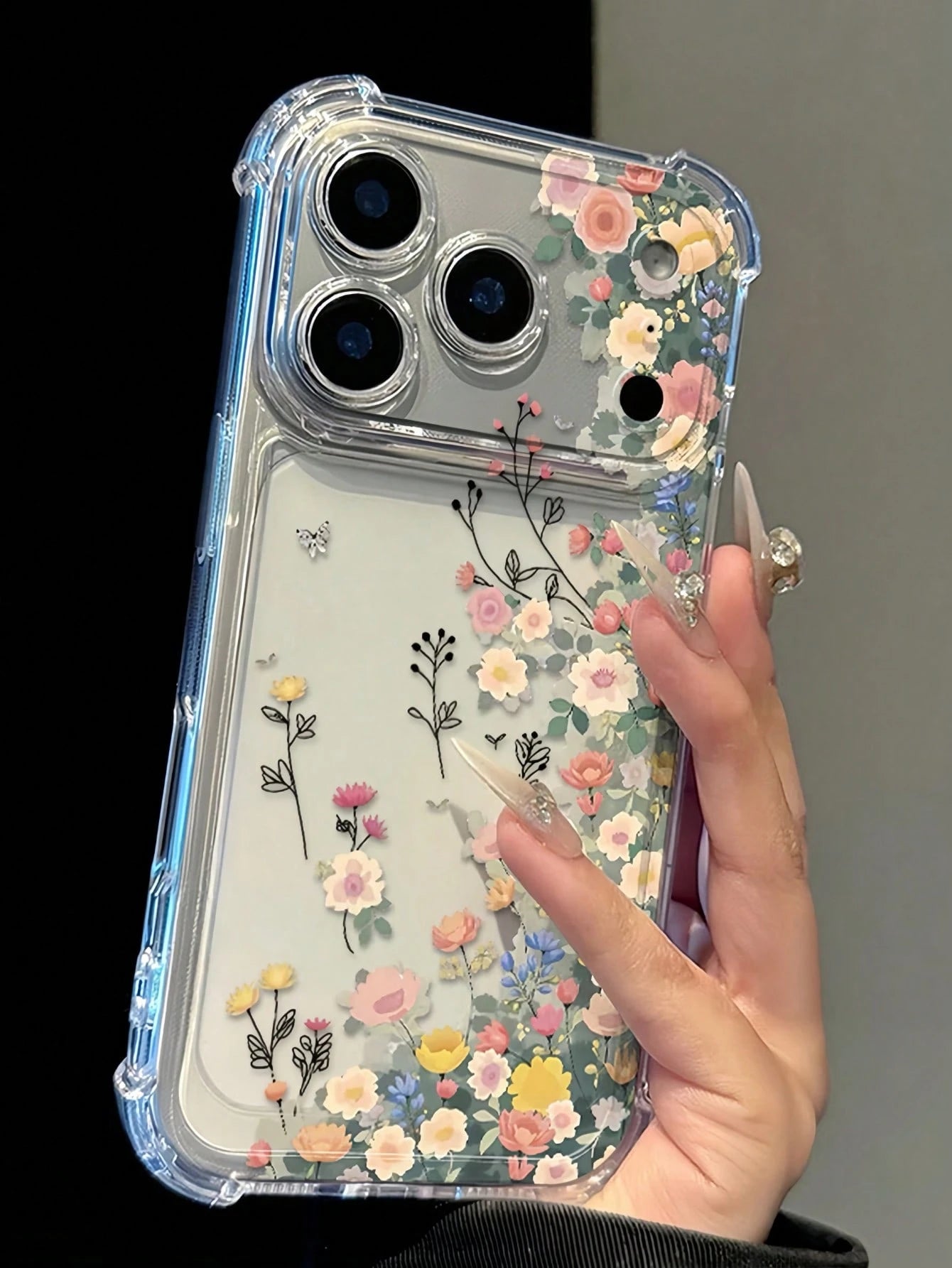 Cute Cartoon Transparent Anti-Fall Phone Case, Minimalist Spring Outfit Phone Case, Perfect For Daily Use, Raised Edge Anti-Scratch Protective Cover Compatible With IPhone 15/15 Pro/15 Plus/15 Pro Max