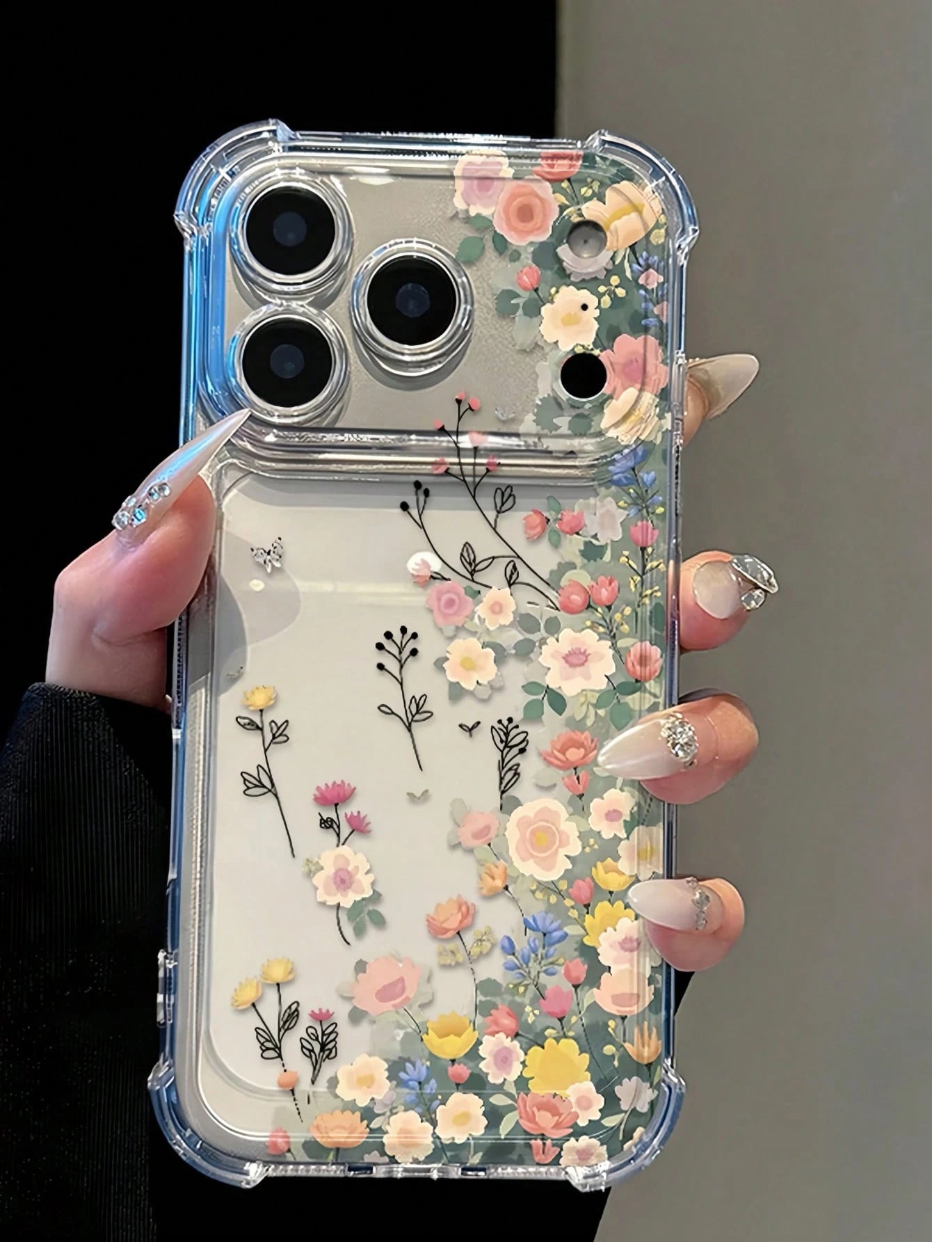Cute Cartoon Transparent Anti-Fall Phone Case, Minimalist Spring Outfit Phone Case, Perfect For Daily Use, Raised Edge Anti-Scratch Protective Cover Compatible With IPhone 15/15 Pro/15 Plus/15 Pro Max