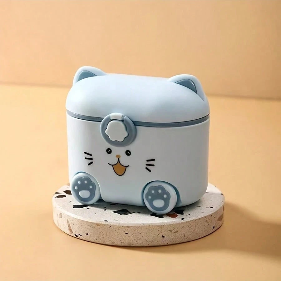 Cute Cat Milk Powder Container With Spoon And Lock, Portable Outdoor Food Storage Box