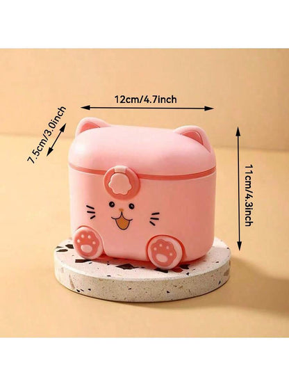 Cute Cat Milk Powder Container With Spoon And Lock, Portable Outdoor Food Storage Box