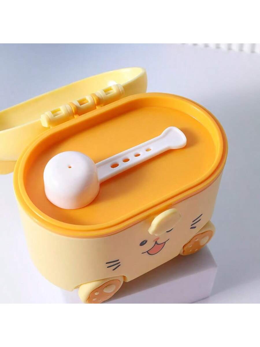 Cute Cat Milk Powder Container With Spoon And Lock, Portable Outdoor Food Storage Box