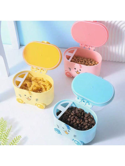 Cute Cat Milk Powder Container With Spoon And Lock, Portable Outdoor Food Storage Box