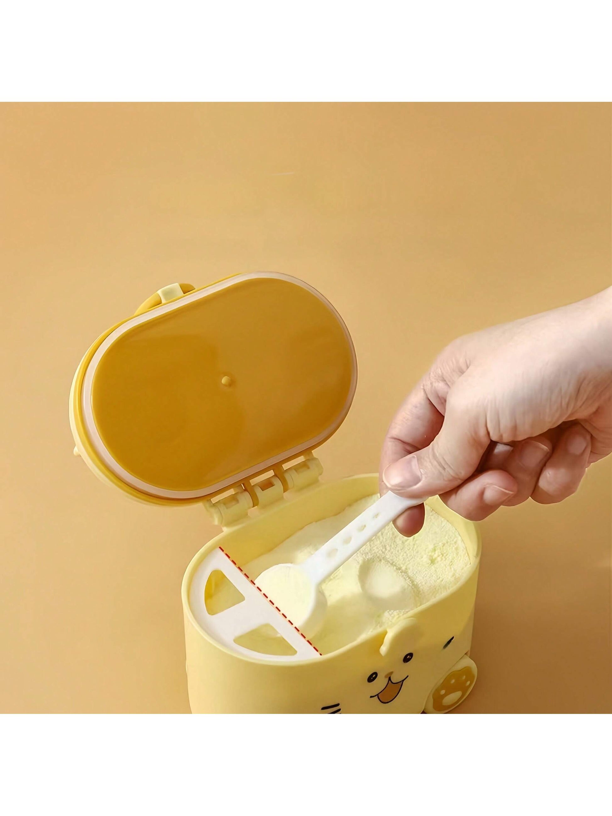 Cute Cat Milk Powder Container With Spoon And Lock, Portable Outdoor Food Storage Box