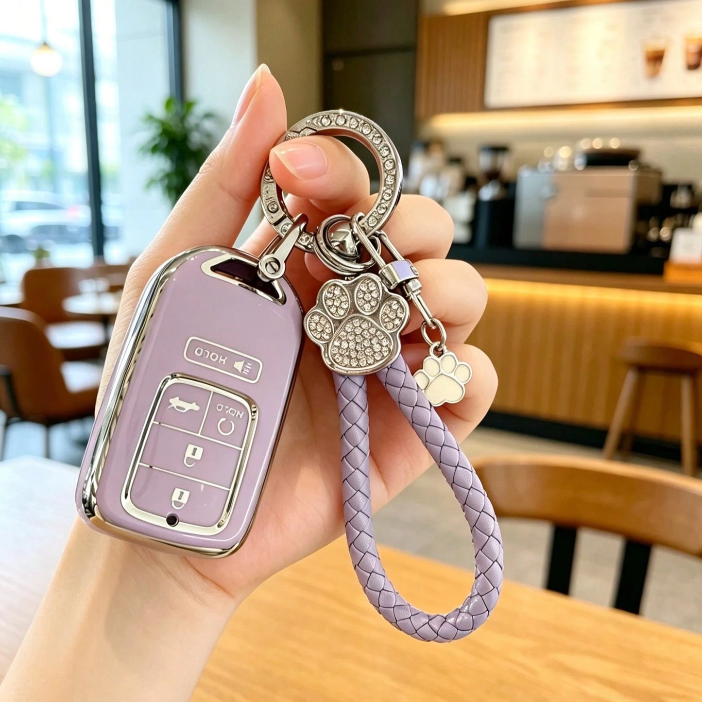 Cute Cat Paw Car Key Cover Compatible With Honda Fit, HRV, Jazz, Jade, LIFE, Women's Key Shell Case